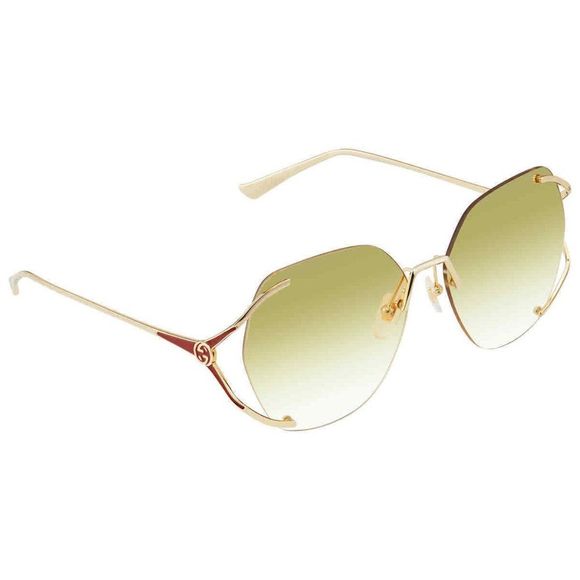 NEW Gucci Yellow and Gold Butterfly Women\'s Sunglasses